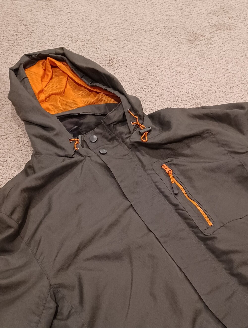 F&F Olive Hooded Lightweight Raincoat with Orange Trim Mens Big & Tall Size 3XL